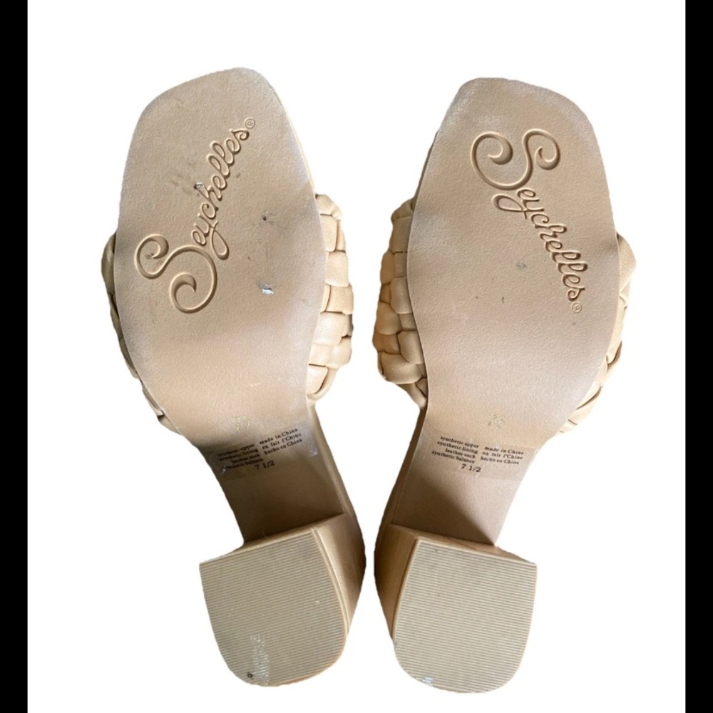 Anthropologie Seychelles Connoisseur Leather Heel, Tan Woven Straps, Size 7.5 - Picture 3 of 4